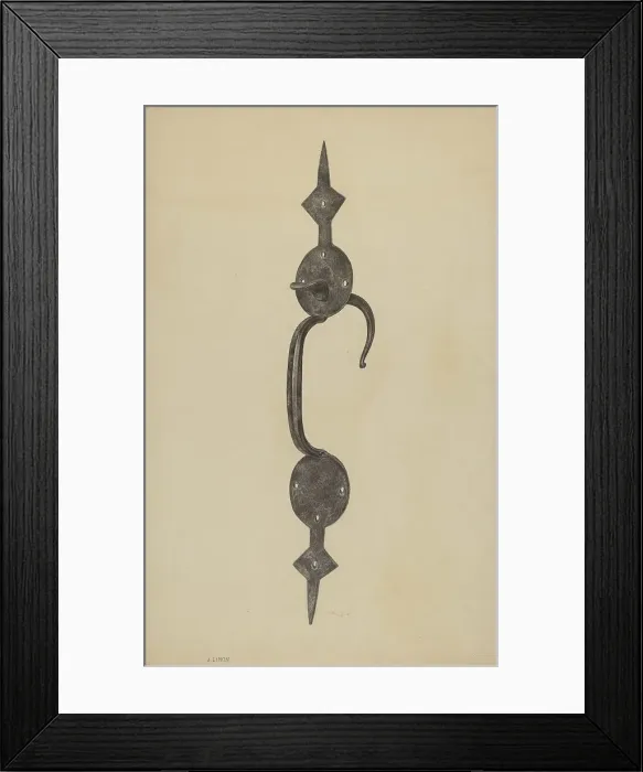Framed Print : Door Handle with Thumb Press, c. 1939. Creator: Jacob Lipkin Framed Print : Door Handle with Thumb Press, c. 1939. Creator: Jacob Lipkin
