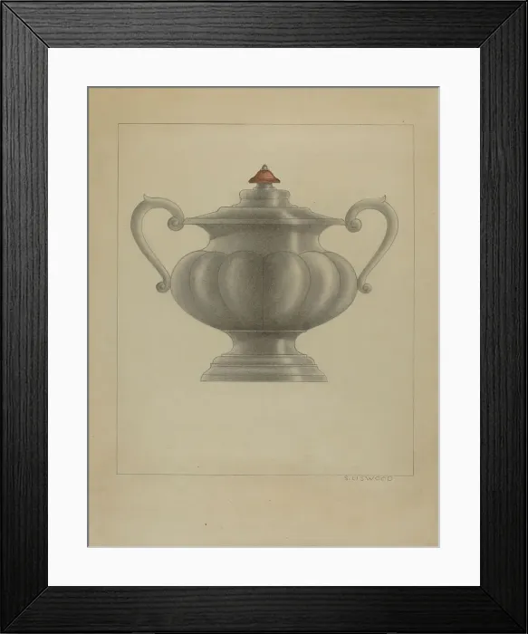 Framed Print : Pewter Sugar Bowl, c. 1936. Creator: Sidney Liswood Framed Print : Pewter Sugar Bowl, c. 1936. Creator: Sidney Liswood