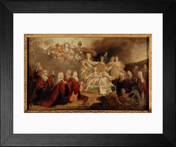 Framed Print : Allegory of the engagement of Louis XV to the Infanta Marie-Anne-Victoire of Spain (1722). Creator: Nicolas de Largilliere Framed Print : Allegory of the engagement of Louis XV to the Infanta Marie-Anne-Victoire of Spain (1722). Creator: Nicolas de Largilliere