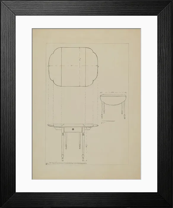 Framed Print : Oval Table Drop Leaf, 1935 / 1942. Creator: Edith Magnette Framed Print : Oval Table Drop Leaf, 1935 / 1942. Creator: Edith Magnette