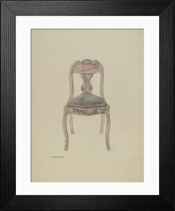Framed Print : Fiddle-back Chair, c. 1937. Creator: Edith Magnette Framed Print : Fiddle-back Chair, c. 1937. Creator: Edith Magnette
