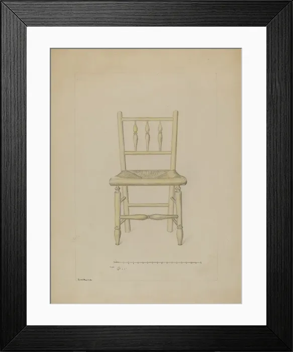 Framed Print : Small Rush Bottom Chair, c. 1936. Creator: Edith Magnette Framed Print : Small Rush Bottom Chair, c. 1936. Creator: Edith Magnette