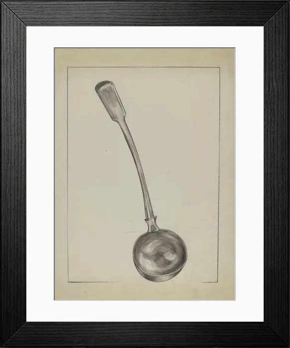 Framed Print : Pewter Ladle, c. 1936. Creator: Matthew Mangiacotti Framed Print : Pewter Ladle, c. 1936. Creator: Matthew Mangiacotti