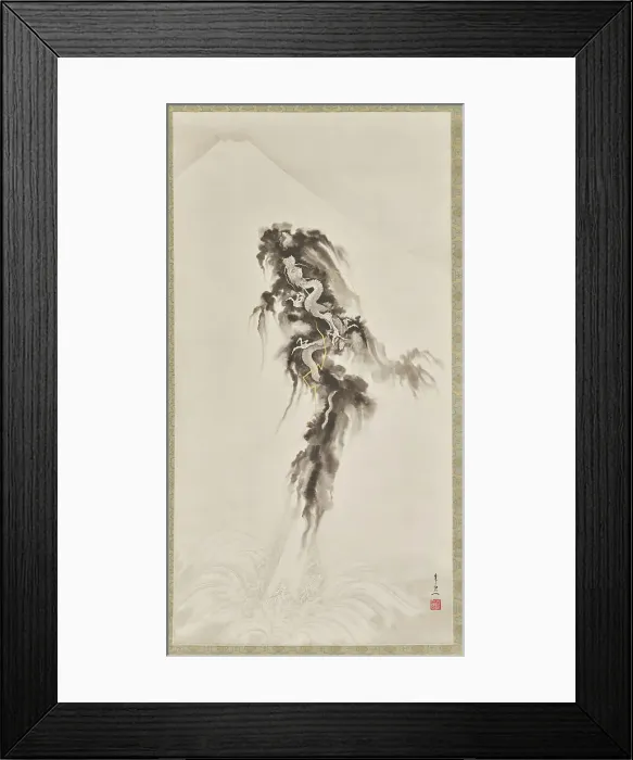 Framed Print : Rising Dragon and Mount Fuji. Creator: Kiitsu, Suzuki (1796-1858) Framed Print : Rising Dragon and Mount Fuji. Creator: Kiitsu, Suzuki (1796-1858)