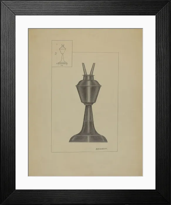 Framed Print : Whale Oil Lamp, c. 1936. Creator: Matthew Mangiacotti Framed Print : Whale Oil Lamp, c. 1936. Creator: Matthew Mangiacotti