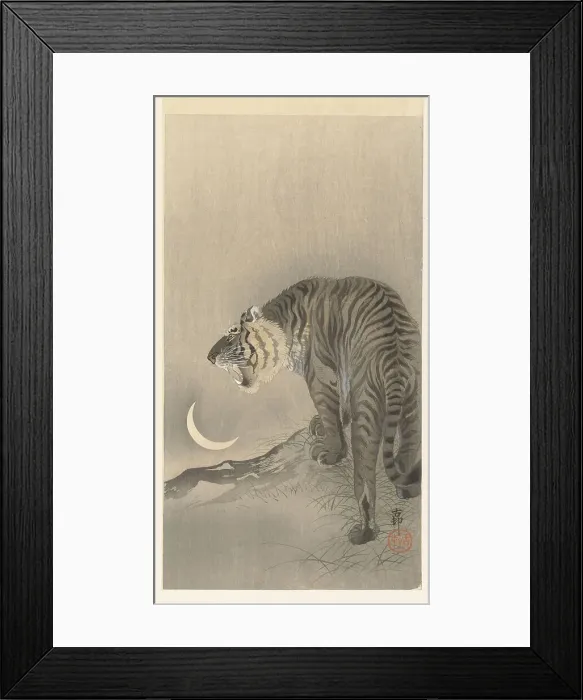 Framed Print : Roaring tiger. Creator: Ohara, Koson (1877-1945) Framed Print : Roaring tiger. Creator: Ohara, Koson (1877-1945)