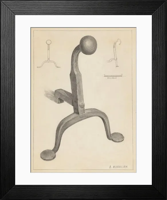 Framed Print : Andiron (one of pair), c. 1936. Creator: Arsen Maralian Framed Print : Andiron (one of pair), c. 1936. Creator: Arsen Maralian