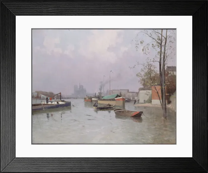 Framed Print : Flood of the Seine, near the Saint-Martin canal, in November 1896. Creator: Gustan Le Senechal de Kerdreoret Framed Print : Flood of the Seine, near the Saint-Martin canal, in November 1896. Creator: Gustan Le Senechal de Kerdreoret