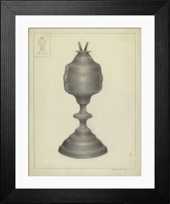Framed Print : Camphene Lamp, 1935 / 1942. Creator: Arsen Maralian Framed Print : Camphene Lamp, 1935 / 1942. Creator: Arsen Maralian