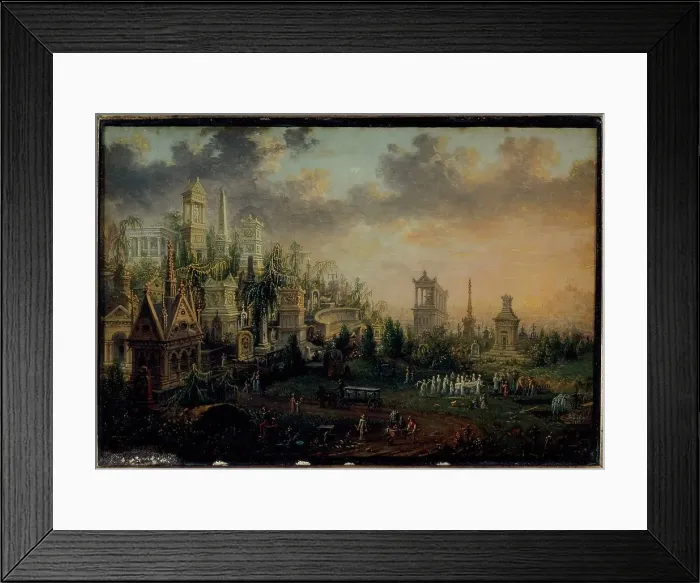 Framed Print : Pere-Lachaise cemetery, current 20th arrondissement, 1835. Creator: Jean Francois Lebelle