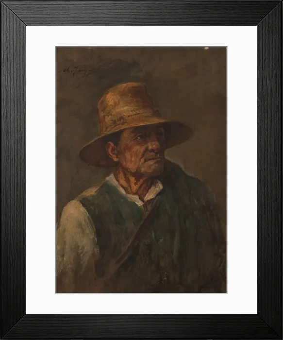 Framed Print : The old shepherd, c1886. Creator: Charles Emile Jacque Framed Print : The old shepherd, c1886. Creator: Charles Emile Jacque