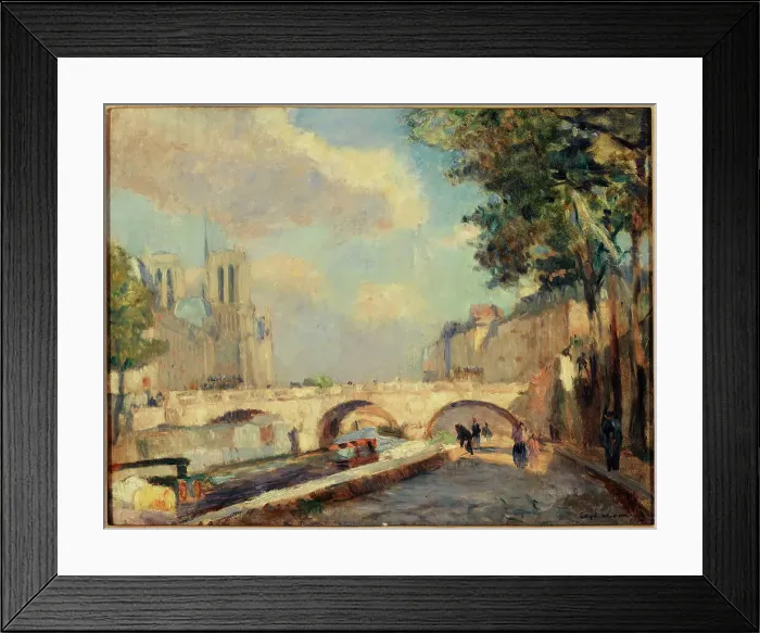 Framed Print : Saint-Michel and Notre-Dame bridges, seen from Quai des Grands-Augustins, c1890. Creator: Albert Lebourg Framed Print : Saint-Michel and Notre-Dame bridges, seen from Quai des Grands-Augustins, c1890. Creator: Albert Lebourg