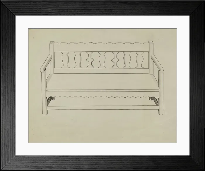 Framed Print : Church Pew, 1935 / 1942. Creator: J.Henry Marley Framed Print : Church Pew, 1935 / 1942. Creator: J.Henry Marley
