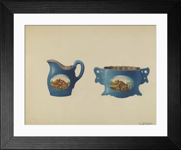Framed Print : Cream Pitcher and Sugar Bowl, c. 1936. Creator: Frank Nelson Framed Print : Cream Pitcher and Sugar Bowl, c. 1936. Creator: Frank Nelson