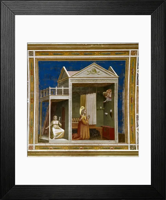 Framed Print : Annunciation to Saint Anne (From the Scenes from the Life of Joachim), 1304-1306. Creator: Giotto di Bondone (1266-1377) Framed Print : Annunciation to Saint Anne (From the Scenes from the Life of Joachim), 1304-1306. Creator: Giotto di Bondone (1266-1377)