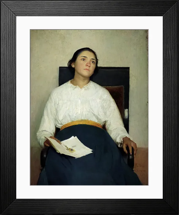 Framed Print : Painful memory (Portrait of Santina Negri), 1889. Creator: Pellizza da Volpedo, Giuseppe (1868-1907) Framed Print : Painful memory (Portrait of Santina Negri), 1889. Creator: Pellizza da Volpedo, Giuseppe (1868-1907)