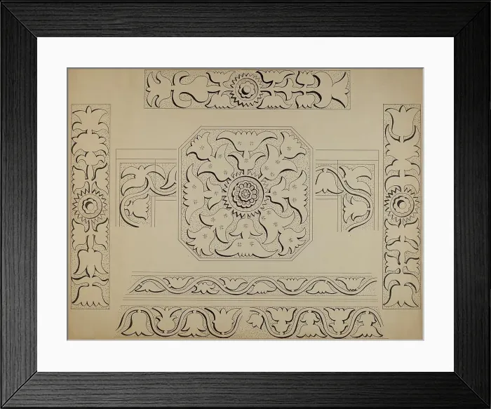 Framed Print : Connecticut-type Hadley Chest-Detail of Central Panel, c. 1936. Creator: Martin Partyka Framed Print : Connecticut-type Hadley Chest-Detail of Central Panel, c. 1936. Creator: Martin Partyka