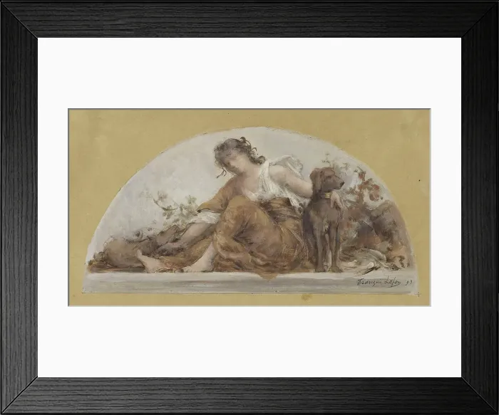 Framed Print : Sketch for the dining room of the Hotel de Ville: The Hunt or Autumn, 1893. Creator: Francois Lafon Framed Print : Sketch for the dining room of the Hotel de Ville: The Hunt or Autumn, 1893. Creator: Francois Lafon