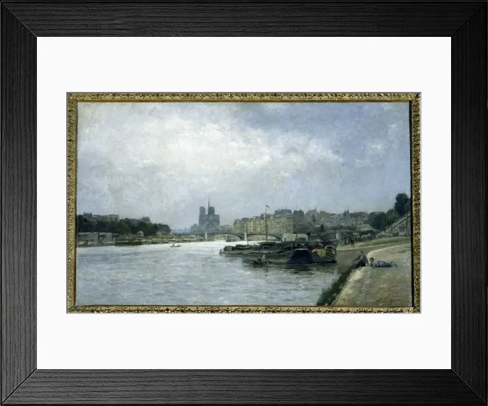 Framed Print : Ile de la Cite and Ile Saint-Louis, seen from Pont d'Austerlitz, c1880. Creator: Stanislas Lepine Framed Print : Ile de la Cite and Ile Saint-Louis, seen from Pont d'Austerlitz, c1880. Creator: Stanislas Lepine