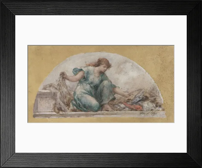 Framed Print : Sketch for the dining room of the Hotel de Ville, Fishing, 1893. Creator: Francois Lafon Framed Print : Sketch for the dining room of the Hotel de Ville, Fishing, 1893. Creator: Francois Lafon