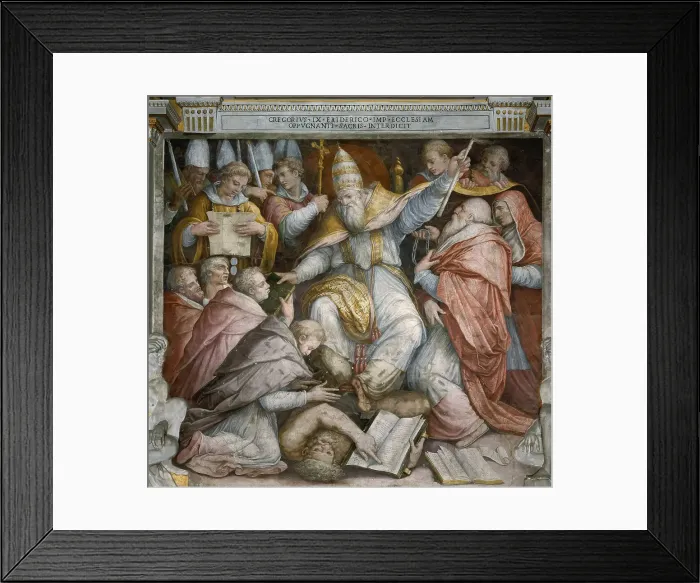 Framed Print : The Excommunication of Frederick II by Pope Gregory IX, 1573. Creator: Vasari, Giorgio (1511-1574) Framed Print : The Excommunication of Frederick II by Pope Gregory IX, 1573. Creator: Vasari, Giorgio (1511-1574)
