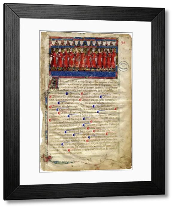 Framed Print : Livre I des annales (1295-1532), Les portraits des capitouls de l'année 1352-1353), 1352-1353. Creator: Anonymous