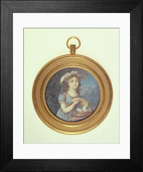 Framed Print : Young girl with two doves. Creator: P Lassus Framed Print : Young girl with two doves. Creator: P Lassus