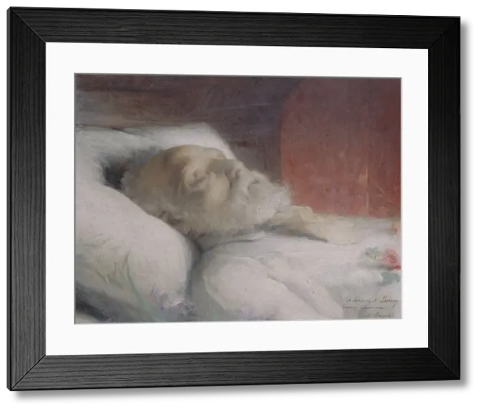Framed Print : Victor Hugo on his deathbed, c1885. Creator: Desire Francois Laugee Framed Print : Victor Hugo on his deathbed, c1885. Creator: Desire Francois Laugee