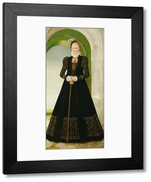 Framed Print : Anne of Denmark (1532-1585), Electress of Saxony, after 1565. Creator: Cranach, Lucas, the Younger (1515-1586) Framed Print : Anne of Denmark (1532-1585), Electress of Saxony, after 1565. Creator: Cranach, Lucas, the Younger (1515-1586)