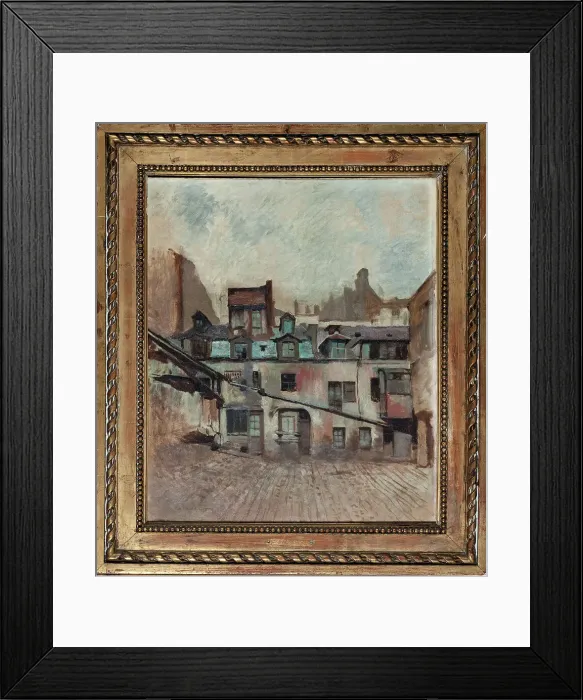 Framed Print : Courtyard of the Cheval-Blanc inn, 1896. Creator: Ladislas Loery Framed Print : Courtyard of the Cheval-Blanc inn, 1896. Creator: Ladislas Loery