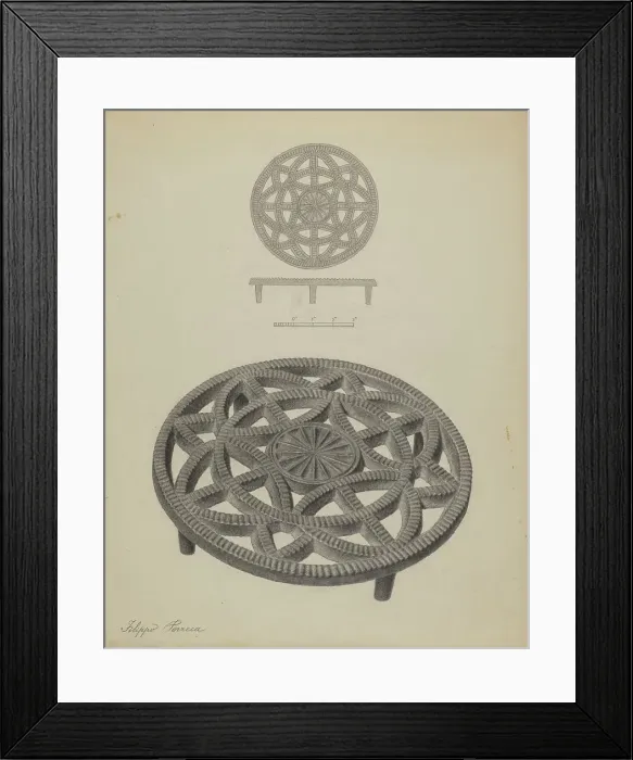 Framed Print : Pa. German Trivet, c. 1938. Creator: Filippo Porreca Framed Print : Pa. German Trivet, c. 1938. Creator: Filippo Porreca