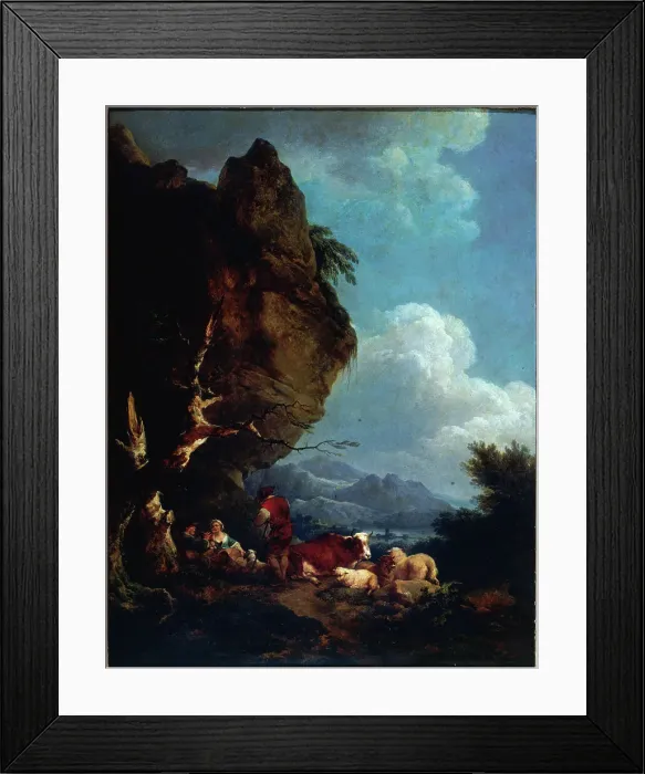 Framed Print : Landscape with shepherds, c1780. Creator: Philip James de Loutherbourg Framed Print : Landscape with shepherds, c1780. Creator: Philip James de Loutherbourg