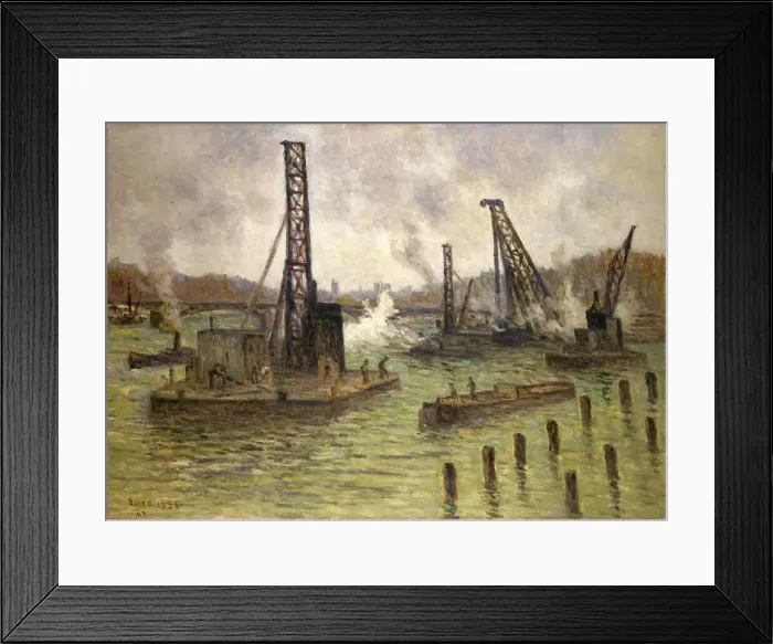Framed Print : Works on the Seine, at Pont des Saints-Peres, 1936. Creator: Maximilien Luce Framed Print : Works on the Seine, at Pont des Saints-Peres, 1936. Creator: Maximilien Luce