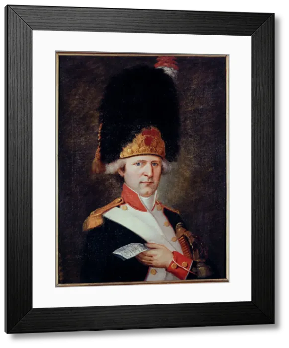 Framed Print : Portrait of a grenadier holding a ticket in his hand, c1791. Creator: E Lussigny Framed Print : Portrait of a grenadier holding a ticket in his hand, c1791. Creator: E Lussigny