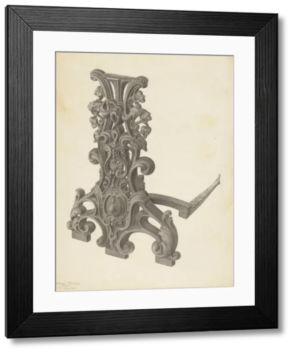 Framed Print : Andiron (one of pair), c. 1939. Creator: Filippo Porreca Framed Print : Andiron (one of pair), c. 1939. Creator: Filippo Porreca