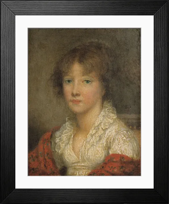 Framed Print : Portrait of a young girl, c1790-1795. Creators: Jeanne Philiberte Ledoux, Jean-Baptiste Greuze Framed Print : Portrait of a young girl, c1790-1795. Creators: Jeanne Philiberte Ledoux, Jean-Baptiste Greuze