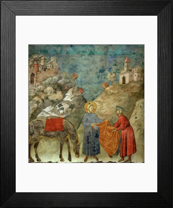 Framed Print : Saint Francis Giving his Mantle to a Poor Man (from Legend of Saint Francis), 1295-1300. Creator: Giotto di Bondone (1266-1377) Framed Print : Saint Francis Giving his Mantle to a Poor Man (from Legend of Saint Francis), 1295-1300. Creator: Giotto di Bondone (1266-1377)