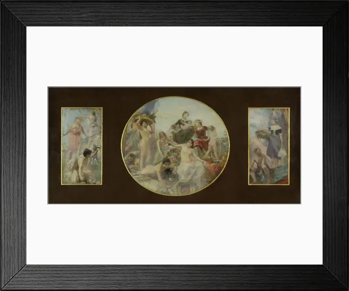 Framed Print : Sketch for the dining room of the Hotel de Ville in Paris: The hunt. Abundance. Fishing, 1891-1892. Creator: Paul Alexandre Alfred Leroy Framed Print : Sketch for the dining room of the Hotel de Ville in Paris: The hunt. Abundance. Fishing, 1891-1892. Creator: Paul Alexandre Alfred Leroy