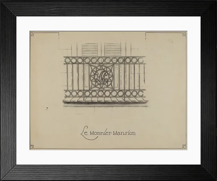 Framed Print : Wrought Iron Railing, c. 1936. Creator: Ray Price Framed Print : Wrought Iron Railing, c. 1936. Creator: Ray Price