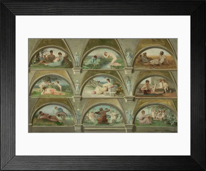 Framed Print : Sketch for the salon des caryatids at the Hotel de Ville in Paris: Allegorical scenes of... 1890. Creator: Emile Levy Framed Print : Sketch for the salon des caryatids at the Hotel de Ville in Paris: Allegorical scenes of... 1890. Creator: Emile Levy