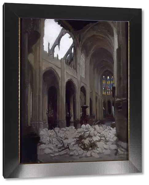 Interior of Saint-Gervais church, after the bombing of Good Friday, March 29, 1918. Creator: Alice Mallaivre