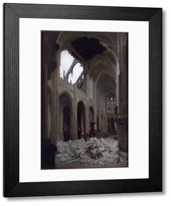 Framed Print : Interior of Saint-Gervais church, after the bombing of Good Friday, March 29, 1918. Creator: Alice Mallaivre Framed Print : Interior of Saint-Gervais church, after the bombing of Good Friday, March 29, 1918. Creator: Alice Mallaivre