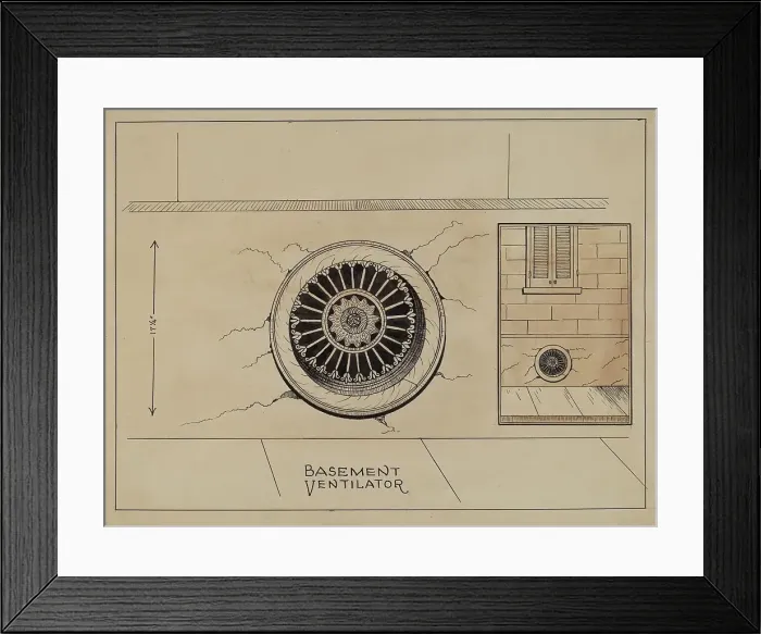 Framed Print : Cast Iron Basement Vent, c. 1936. Creator: Ray Price Framed Print : Cast Iron Basement Vent, c. 1936. Creator: Ray Price