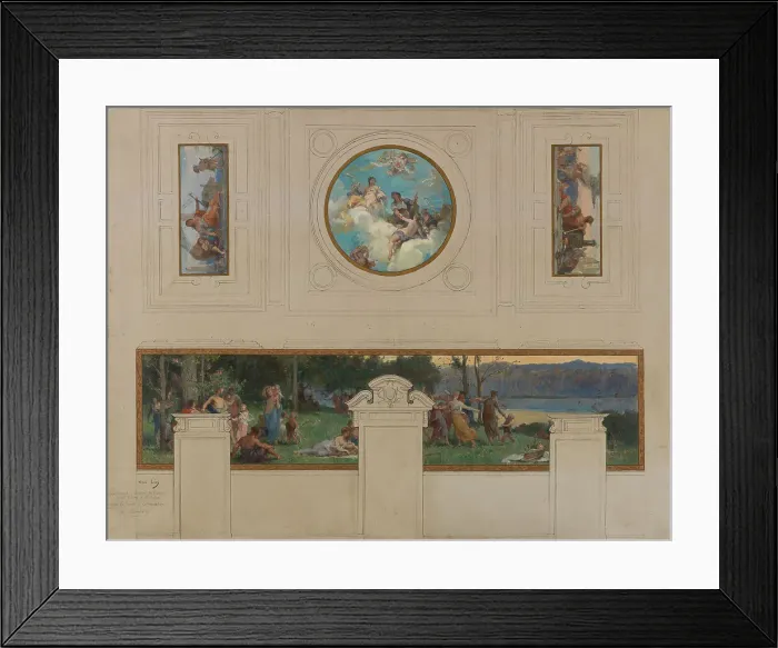Framed Print : Sketch for the town hall in Pantin: Allegories of the Canal de l'Ourcq, Labour and Navigat... 1886. Creator: Henri Leopold Levy Framed Print : Sketch for the town hall in Pantin: Allegories of the Canal de l'Ourcq, Labour and Navigat... 1886. Creator: Henri Leopold Levy