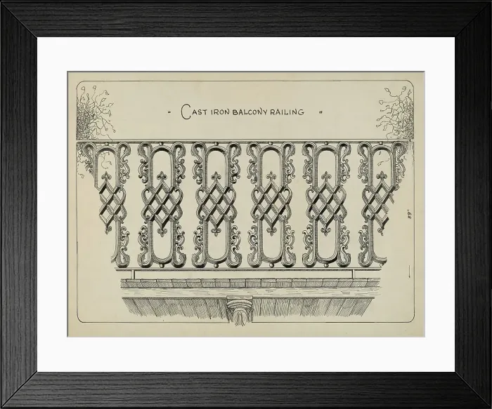 Framed Print : Cast Iron Balcony Rail, c. 1936. Creator: Ray Price Framed Print : Cast Iron Balcony Rail, c. 1936. Creator: Ray Price