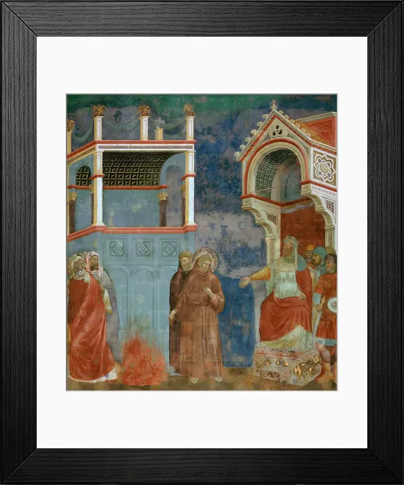 Framed Print : Saint Francis before the Sultan (Trial by Fire) (from Legend of Saint Francis), 1295-1300. Creator: Giotto di Bondone (1266-1377) Framed Print : Saint Francis before the Sultan (Trial by Fire) (from Legend of Saint Francis), 1295-1300. Creator: Giotto di Bondone (1266-1377)