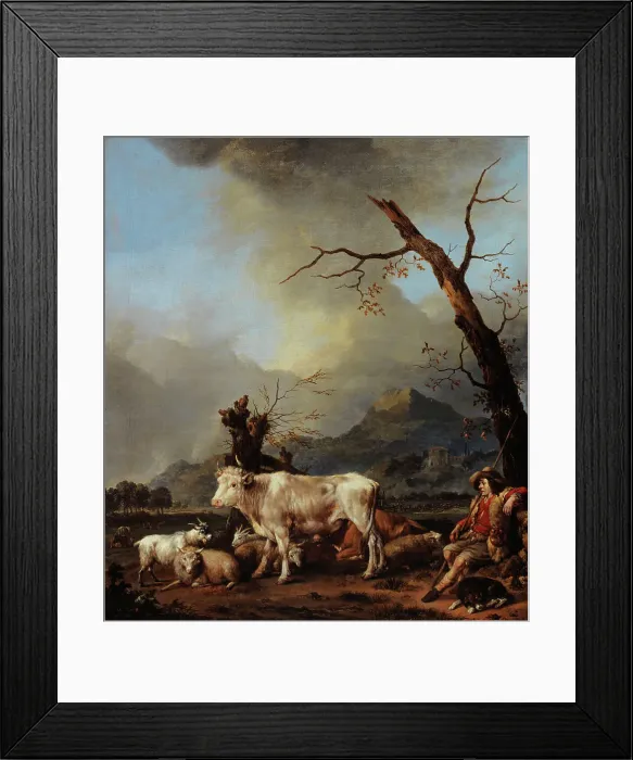 Framed Print : The Shepherd and his Flock, between 1642 and 1674. Creator: Johannes Lingelbach Framed Print : The Shepherd and his Flock, between 1642 and 1674. Creator: Johannes Lingelbach