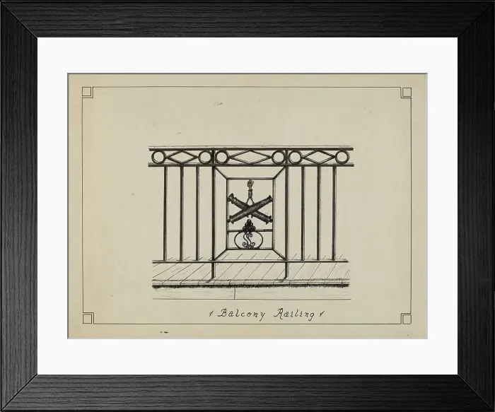 Framed Print : Cast Iron Balcony Rail, 1935 / 1942. Creator: Ray Price Framed Print : Cast Iron Balcony Rail, 1935 / 1942. Creator: Ray Price