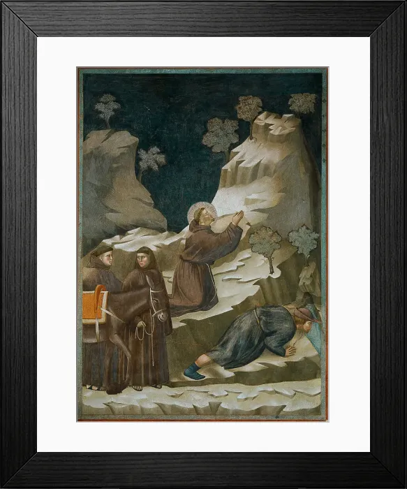Framed Print : Miracle of the Spring (from Legend of Saint Francis), 1295-1300. Creator: Giotto di Bondone (1266-1377)