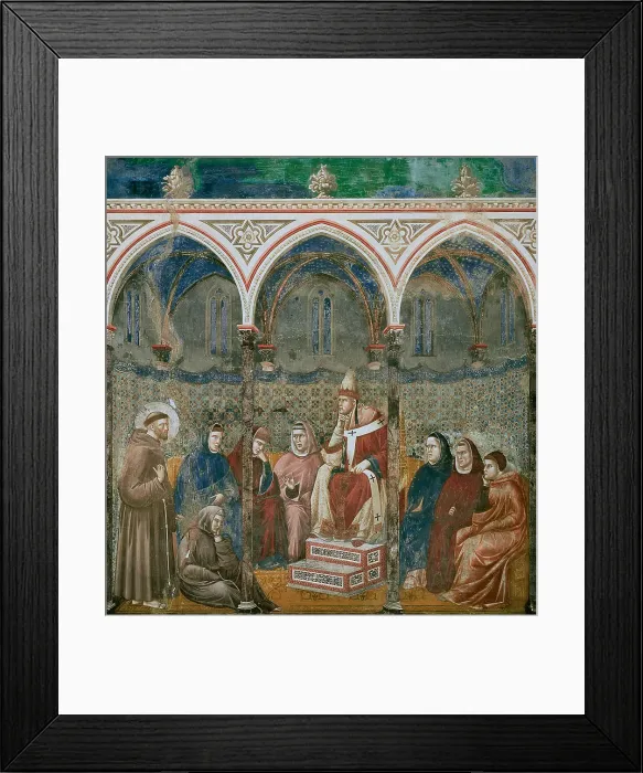 Framed Print : Saint Francis Preaching before Honorius III (from Legend of Saint Francis), 1295-1300. Creator: Giotto di Bondone (1266-1377) Framed Print : Saint Francis Preaching before Honorius III (from Legend of Saint Francis), 1295-1300. Creator: Giotto di Bondone (1266-1377)